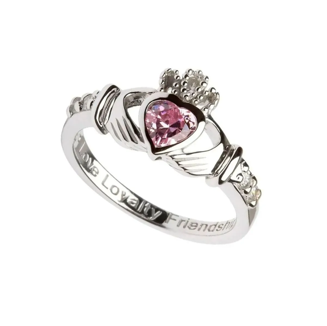 ShanOre Sterling Silver March Birthstone Claddagh Ring