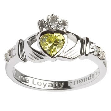 ShanOre Sterling Silver August Birthstone Claddagh Ring