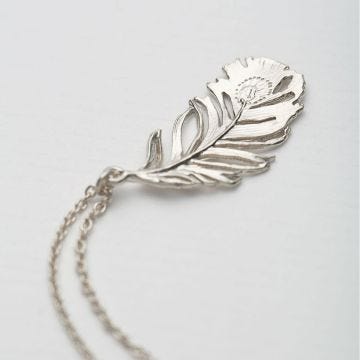 Peacock Feather Sterling Silver Necklace