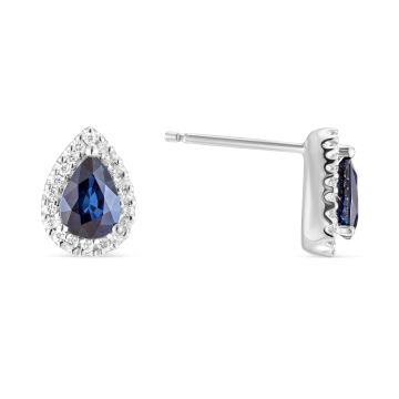 Weir Collection 18k Pear Cut Sapphire and Diamond Cluster Earrings