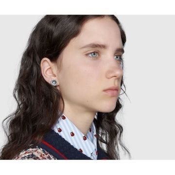 GG Marmont Sterling Silver Blue Topaz Flower Stud Earrings
