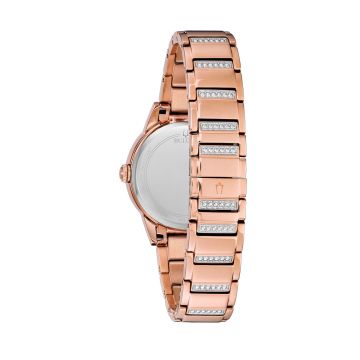 Photo of the Bulova TurnStyle Navy Dial Rose Gold PVD Swarovski Crystal Watch - 98L247
