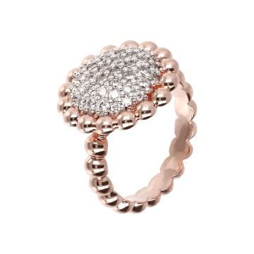 Bronzallure Rose Gold-Plated Sphere CZ Size 14 Ring.