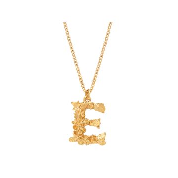 Alex Monroe Floral Letter E Necklace Gold Plate