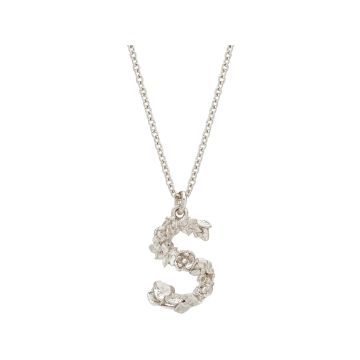 Alex Monroe Floral Letter S Necklace Silver