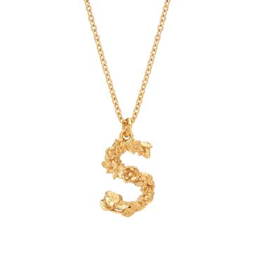Alex Monroe Floral Letter S Necklace Gold Plate