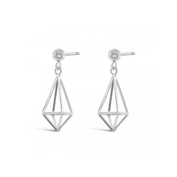 9k White Gold Open 3D Design Drop Earrings