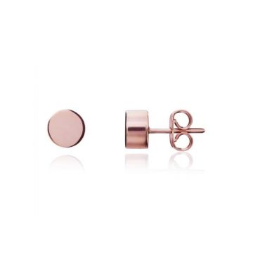 Weir Collection 9k Rose Gold Polish 6mm Circle Stud Earrings