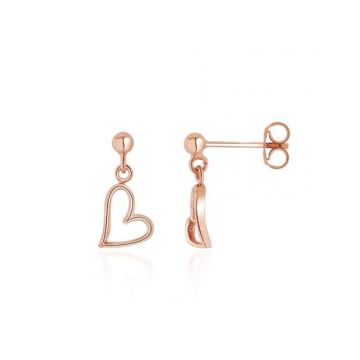 Weir Collection 9k Rose Gold Open Heart Drop Earrings