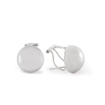 9k White Gold Polish Dome Peg & Clip Earrings