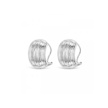 9K White Gold Ribbed Earrings