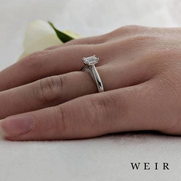 Platinum And Emerald Cut Diamond Engagement Ring