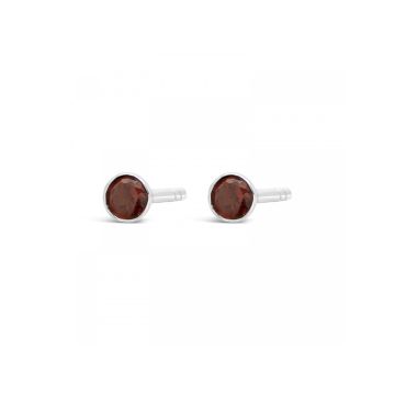 9k White Gold and Garnet Round Stud Earrings