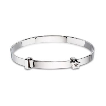 Little star silver diamond star christening bangle