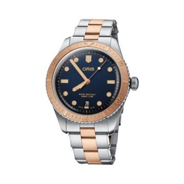 Oris Divers Sixty-Five Steel & Bronze Automatic Blue Dial Bracelet Watch