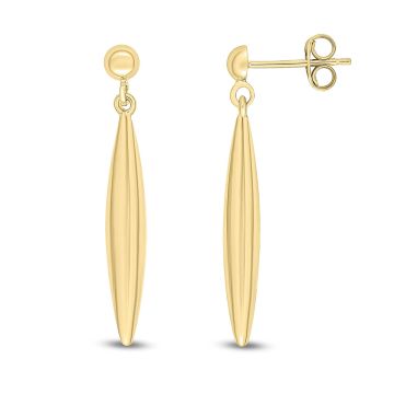 9K Yellow Gold 3D Marquise Drop Earrings