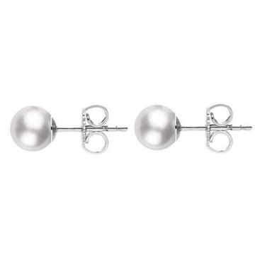 Mikimoto 18k White Gold 8.5mm White Grade A Pearl Stud Earrings