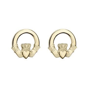 Solvar 14ct Yellow Gold Claddagh Stud Earrings