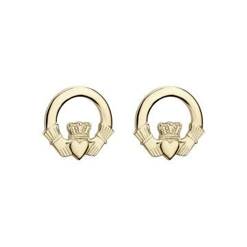 Solvar 14ct Yellow Gold Small Claddagh Stud Earrings