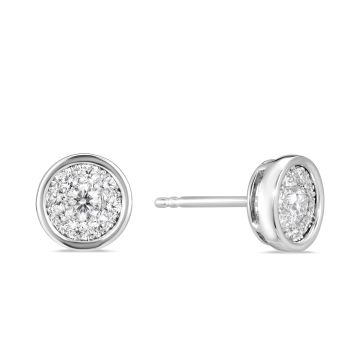 18k White Gold and Diamond Cluster Stud Earrings