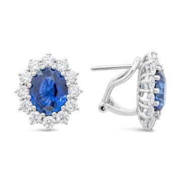 Weir Collection 18k Sapphire and Diamond Cluster Earrings
