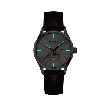 DS-8 Moon Phase 41 mm Quartz Steel Leather Strap Watch