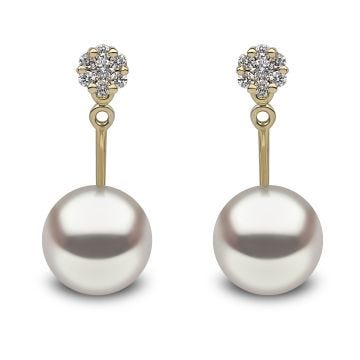 Yoko London Novus Freshwater Pearl and Diamond Earrings in 18ct Yellow Gold