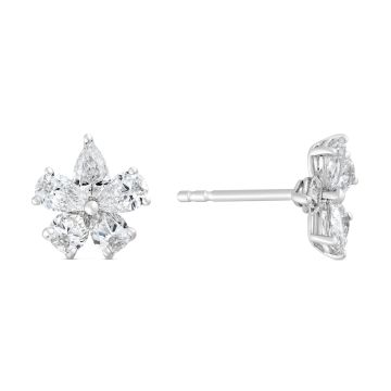 Weir Collection 18k Diamond Flower Cluster Earrings