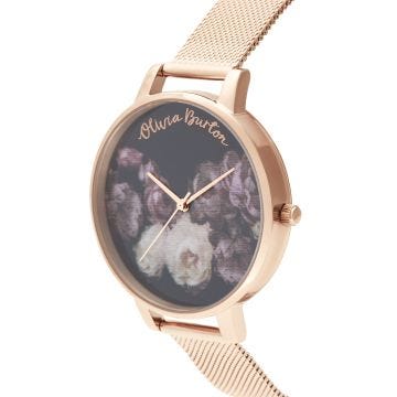 Olivia Burton Fine Art 38mm Stainless Steel Rose PVD Plated Quartz Watch with Mesh Strap