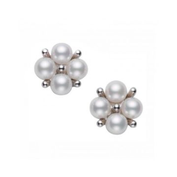 Mikimoto 18 Carat White Gold Pearl Cluster Earrings