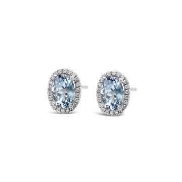 18k Aquamarine and Diamond Earrings