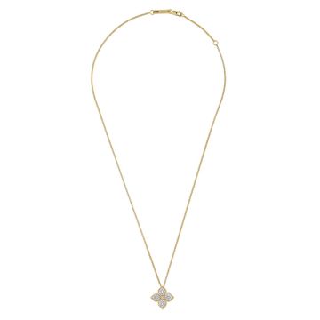 Princess Flower pendant in 18k yellow gold with diamonds.