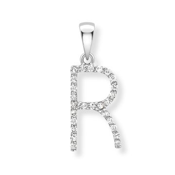 Weir Collection Diamond "R" Initial with 9 Carat White Gold