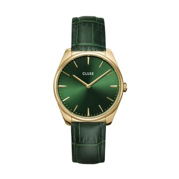 Cluse Féroce Forest Green Crocodile Leather Strap Watch