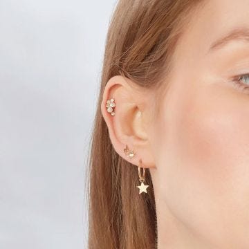 N9ne 9K Yellow Gold Hoop Earring with Star Drop