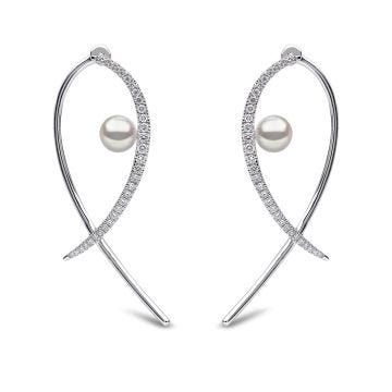 Yoko London Sleek 18ct White Gold Akoya Pearl & Diamond Earrings