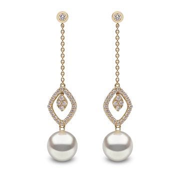 Yoko London 18ct Yellow Gold Trend Cultured Freshwater Pearl & Diamond Earrings