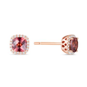 18k Pink Tourmaline and Diamond Earrings