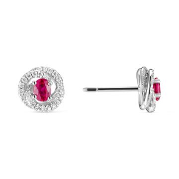 18k White Gold Ruby and Diamond Twist Earrings