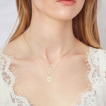 N9ne 9k Yellow Gold Evil Eye Disc Necklace