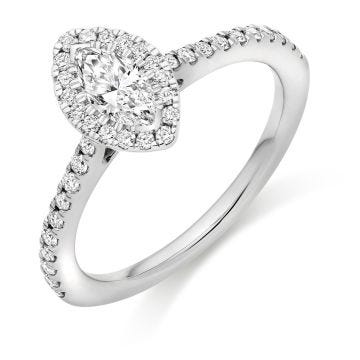 Platinum 0.60ct D SI1 Marquise Cut Diamond Engagement Ring