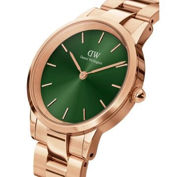 Iconic Link 32mm Emerald Dial Quartz Gold Plated Watch