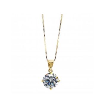 Carat London 9ct Yellow Gold Brilliant Cut Claw Set CZ Pendant