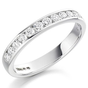 Platinum 0.50ct F VS Round Brilliant Cut Diamond Line Band