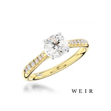 Yellow Gold/Platinum Round Brilliant Cut Diamond Solitaire Engagement Ring