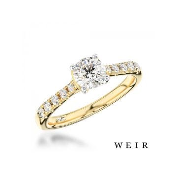 Yellow Gold/Platinum Round Brilliant Cut Diamond Solitaire Engagement Ring