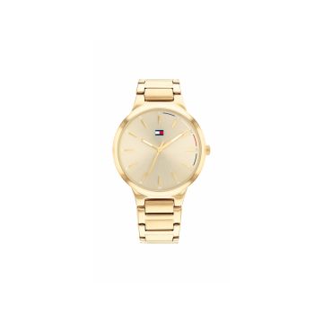 Bella Ladies 36mm Gold Dial Quartz Movement Gold Plated Stainless Steel Bracelet Watch