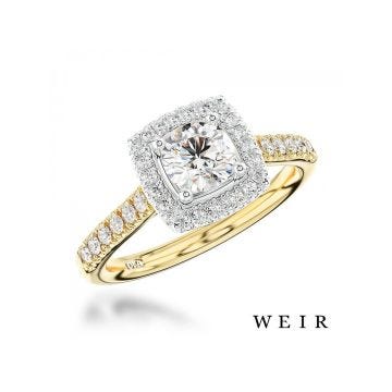 18K Yellow Gold/Platinum Round Brilliant Cut 0.83ct Diamond Engagement Ring