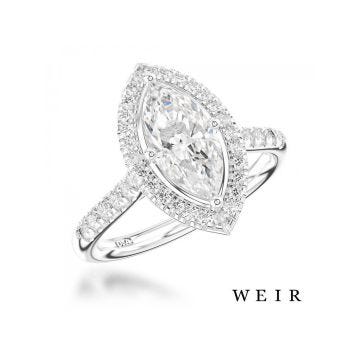 Platinum Marquise Cut 1.34ct Diamond Engagement Ring