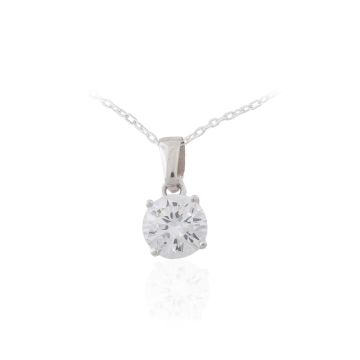 Sterling Silver Pendant with CZ Claw Set Solitaire 8mm